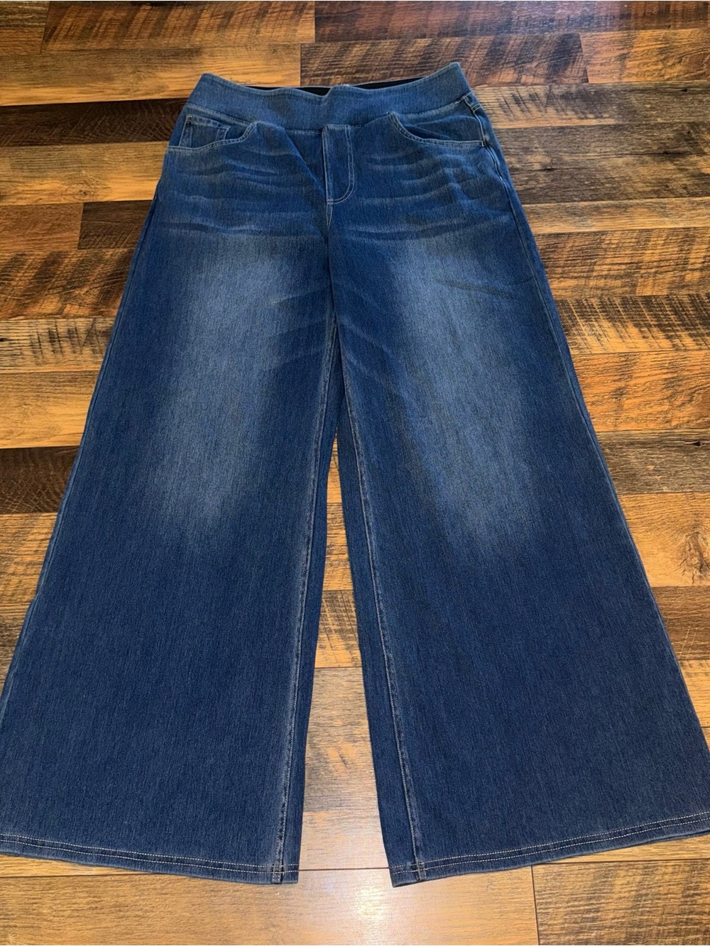 HALARA Wide-Leg Pull-On Jeans in Deep Blue